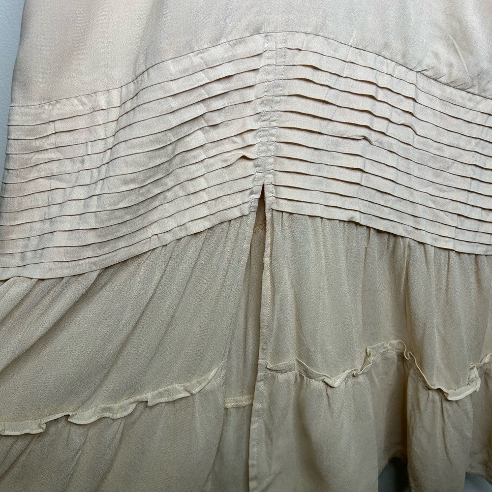 NWT Aura The Label Lauren Midi Dress Plunging V Neck Cream Large Slit Boho Chic - Picture 6 of 12